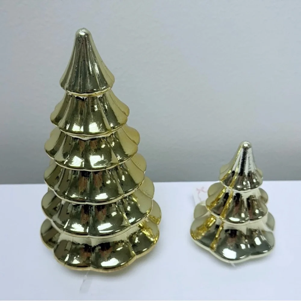 New Target Bullseye Playground Set of 2 Gold Metallic Glass Trees